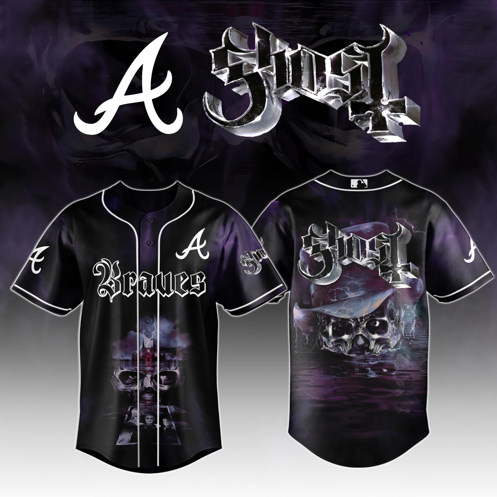 Atlanta Braves Mlb X Ghost Skeletour World Tour Baseball Jersey For Fans