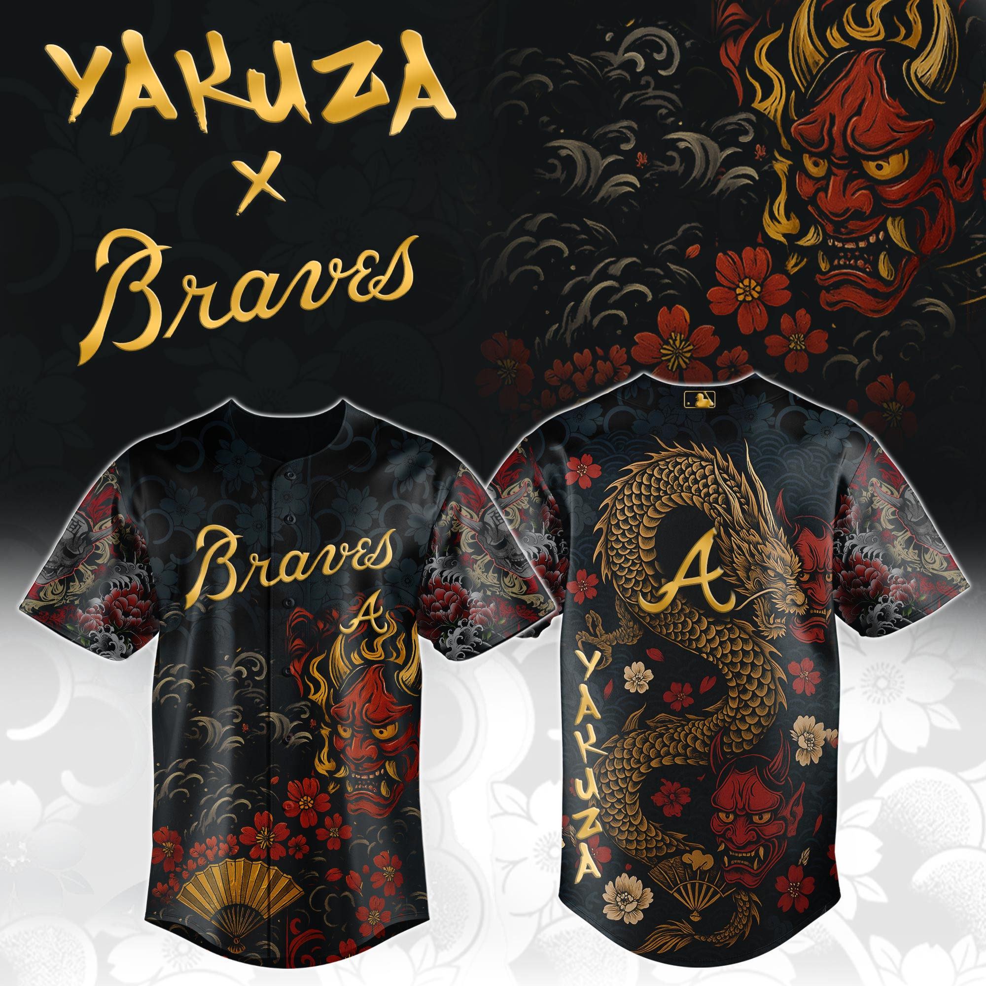 Atlanta Braves Mlb X Yakuza Dragon Oni Baseball Jersey For Fans