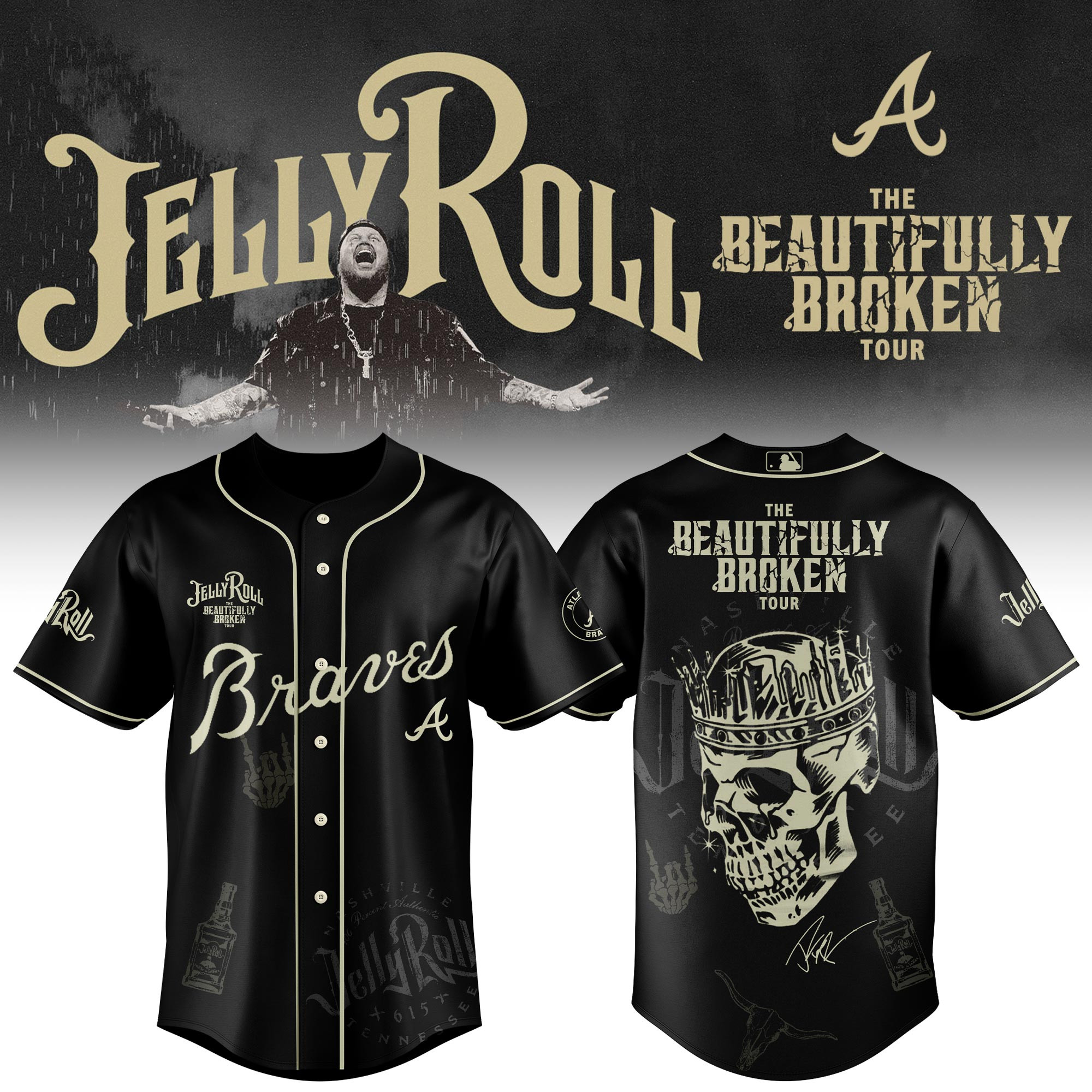 Atlanta Braves X Jelly Roll Baseball Jersey 2025 Gift For Jelly Roll Fans