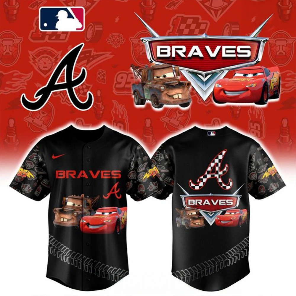 Atlanta Braves x Lightning McQueen Version Baseball Jersey Atlanta Braves Merch Fans Gifts