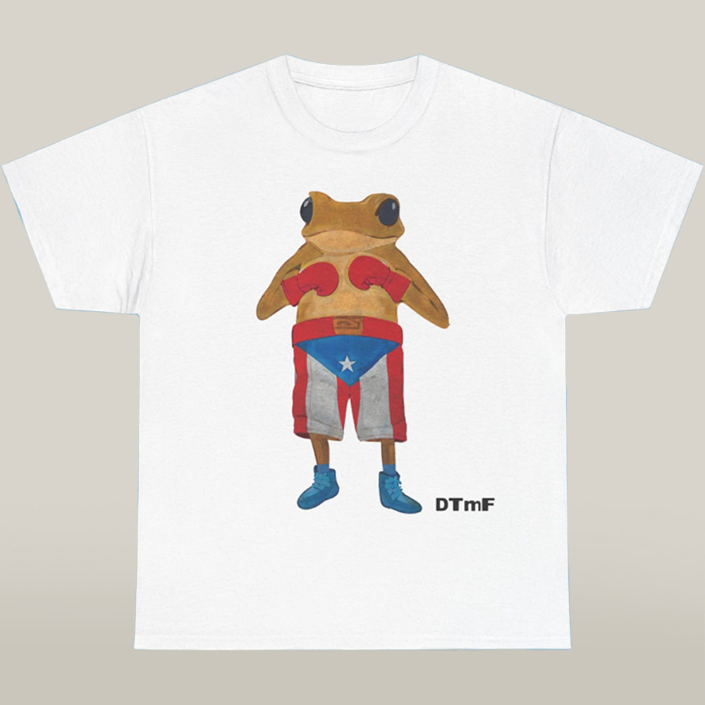 Bad Bunny Merch Dtmf Concho Boxing Frog White Tee Shirt Funny Gifts For Music Lovers