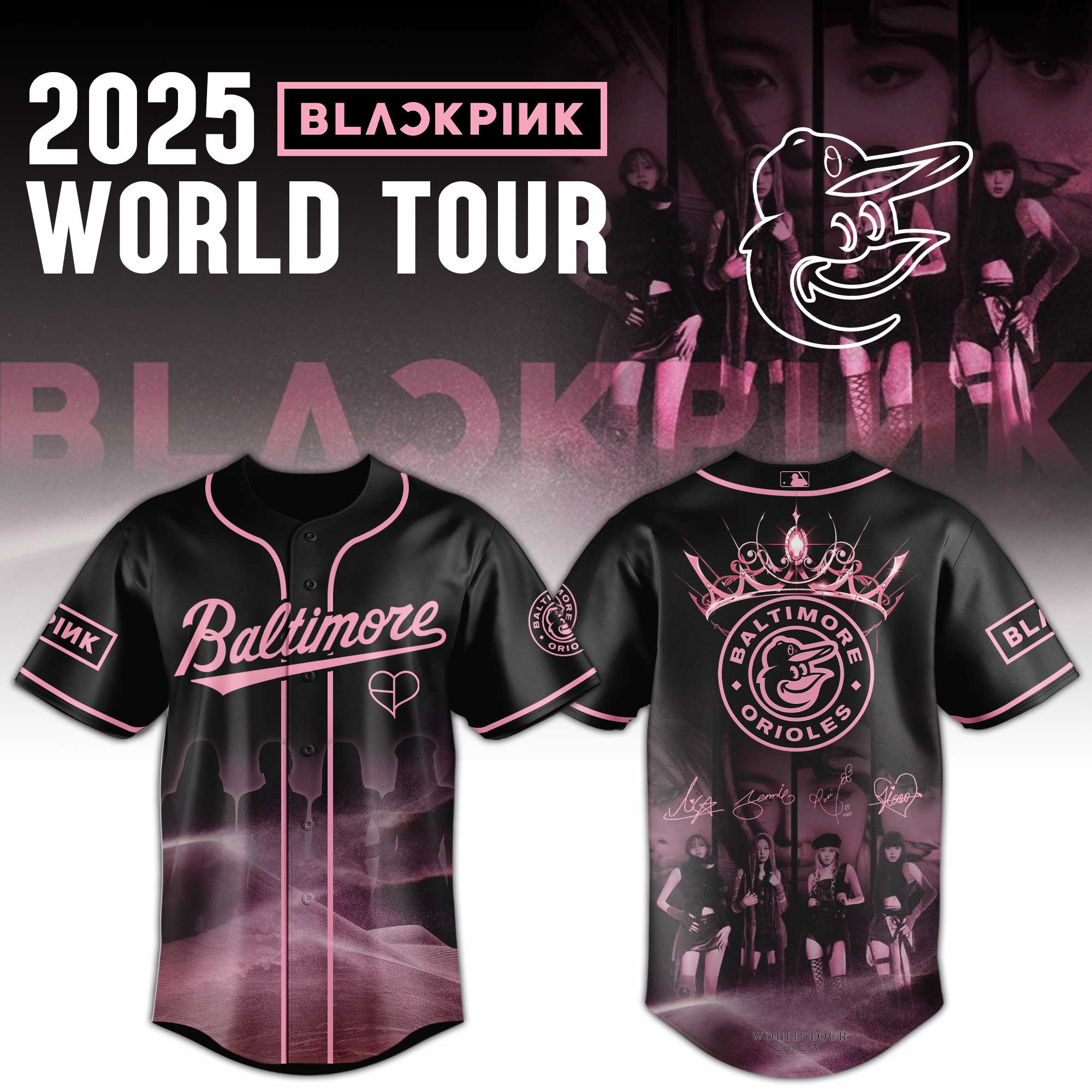 Baltimore Orioles Mlb X Black Pink World Tour Baseball Jersey For Fans