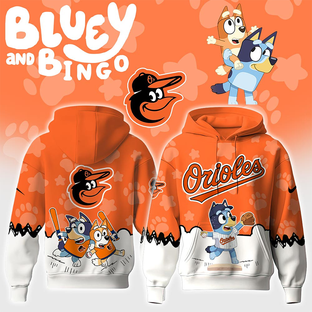 Baltimore Orioles MLB x Bluey and Bingo Night Hoodie Gifts For Baseball Lovers