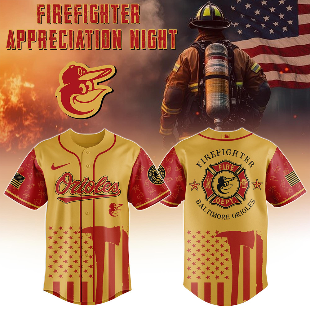 Baltimore Orioles MLB x Firefighter Appreciation Night Jersey Cool Baseball Gifts