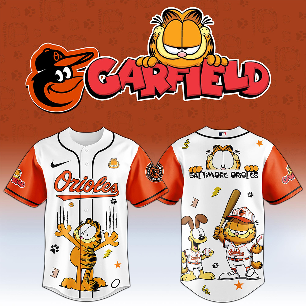 Baltimore Orioles MLB x Garfield Cat Jersey 2025 Best Gifts For Baseball Lovers