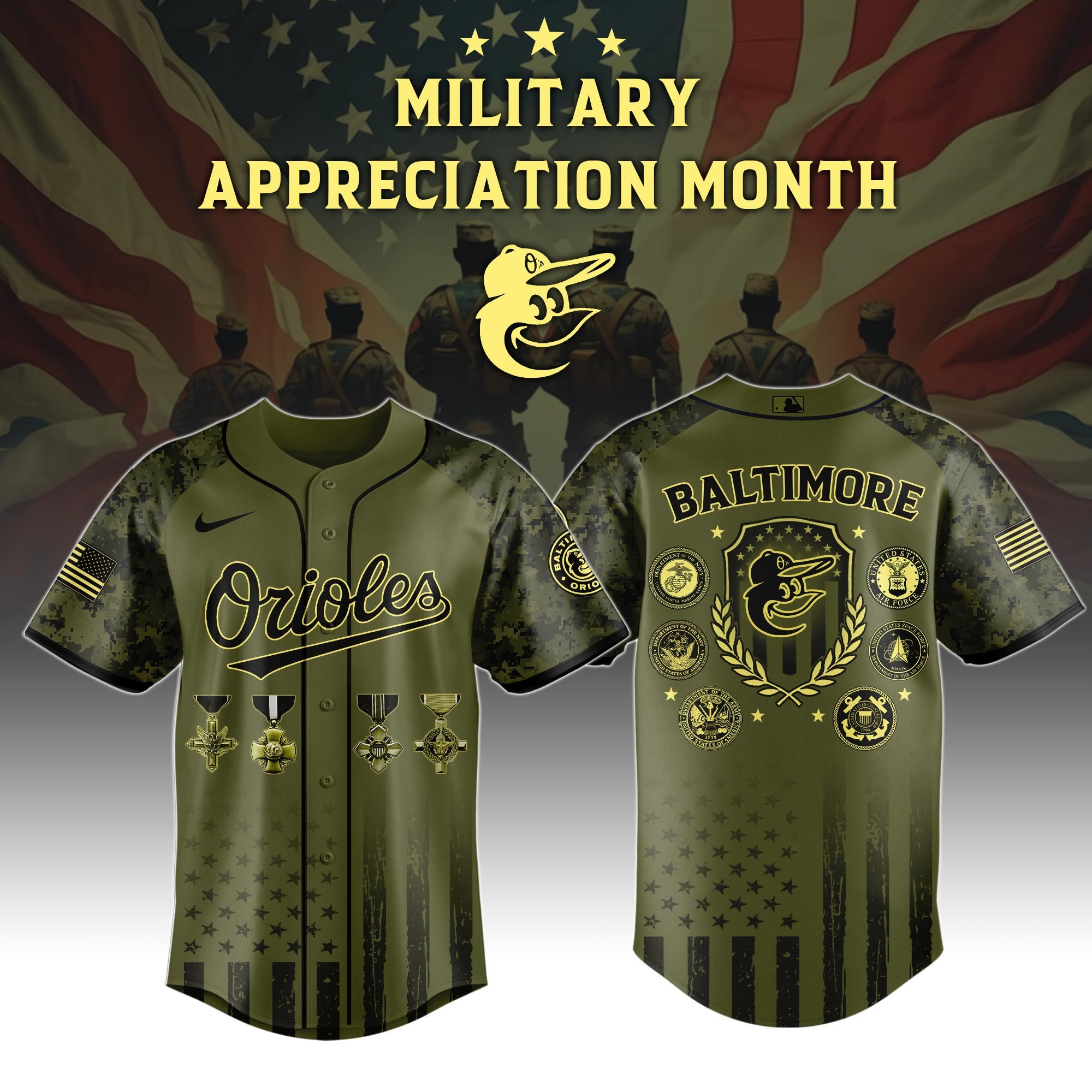 Baltimore Orioles MLB x Military Appreciation Month Special Edition Jersey 2025