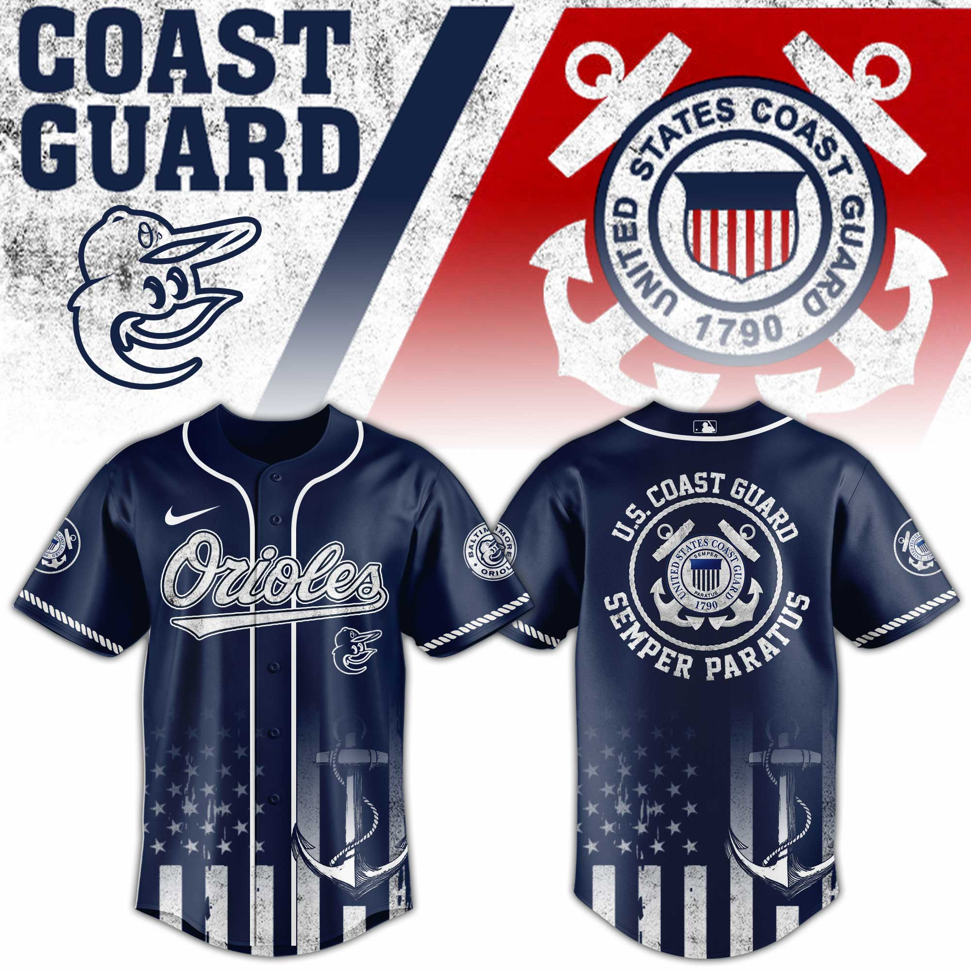 Baltimore Orioles Mlb X Us Coast Guard Baseball Jersey For Fans