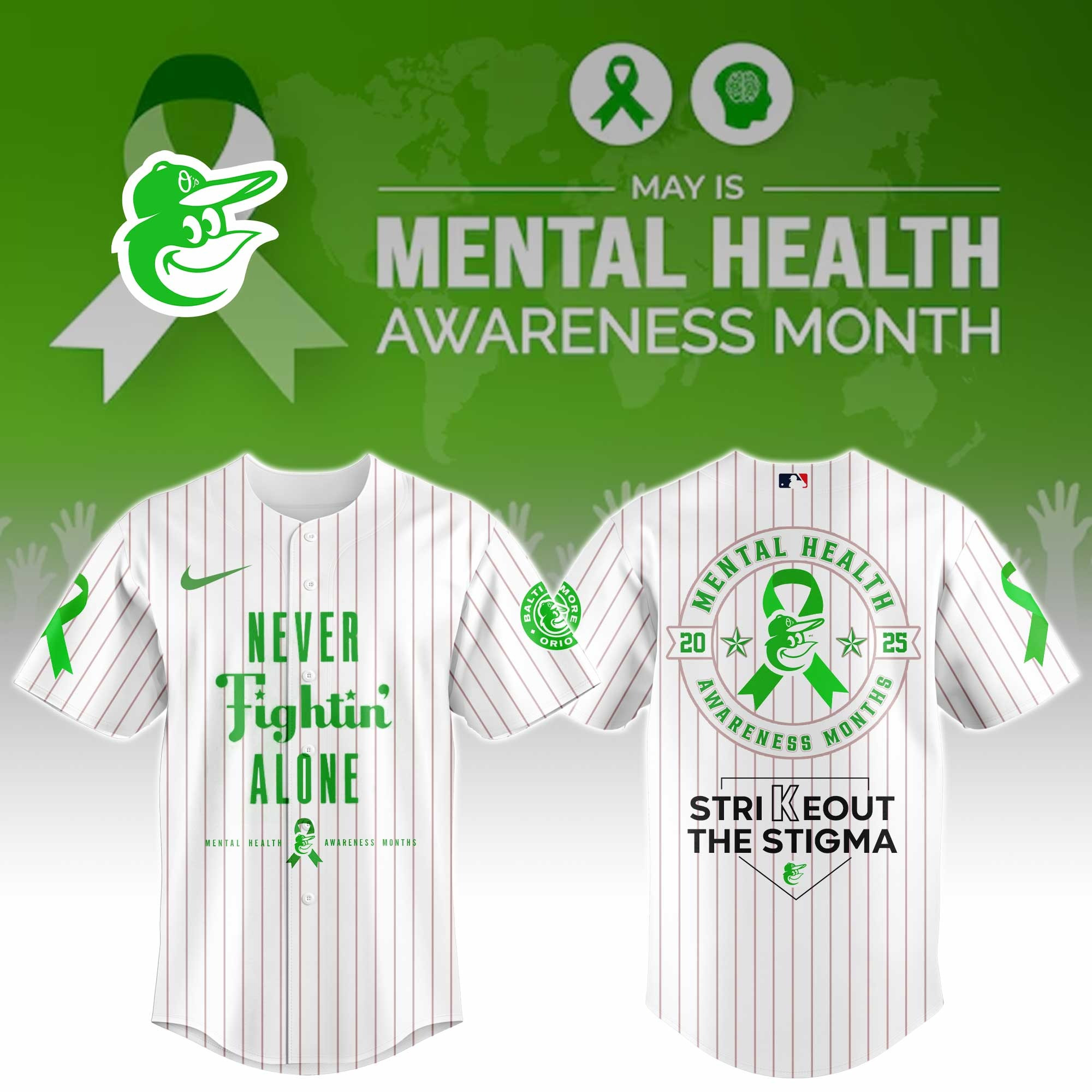 Baltimore Orioles Special Mental Health Awareness Week Limited Edition Jersey