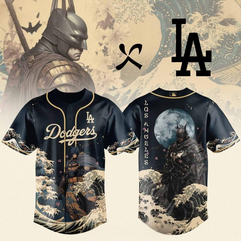 Batman x Los Angeles Dodgers Baseball Jersey MLB Merch Gifts For Baseball Fans