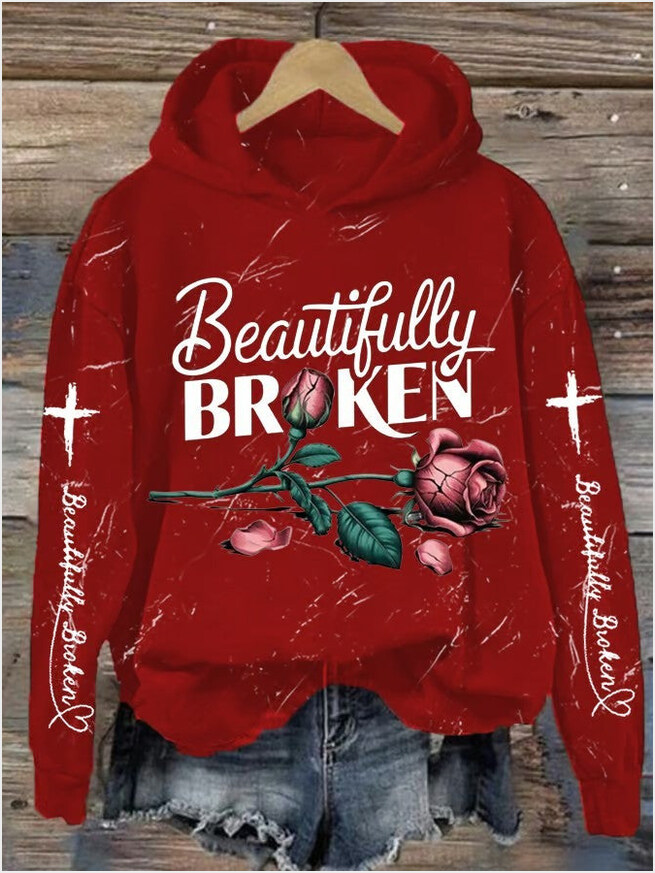 Beautifully Broken Rose Hoodie Country Music Lover Jelly Roll Fans Father's Day Gifts For Brother