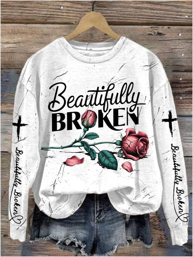Beautifully Broken Rose Sweatshirt Country Music Hoodie Jelly Roll Fans Father's Day Gifts For Brother