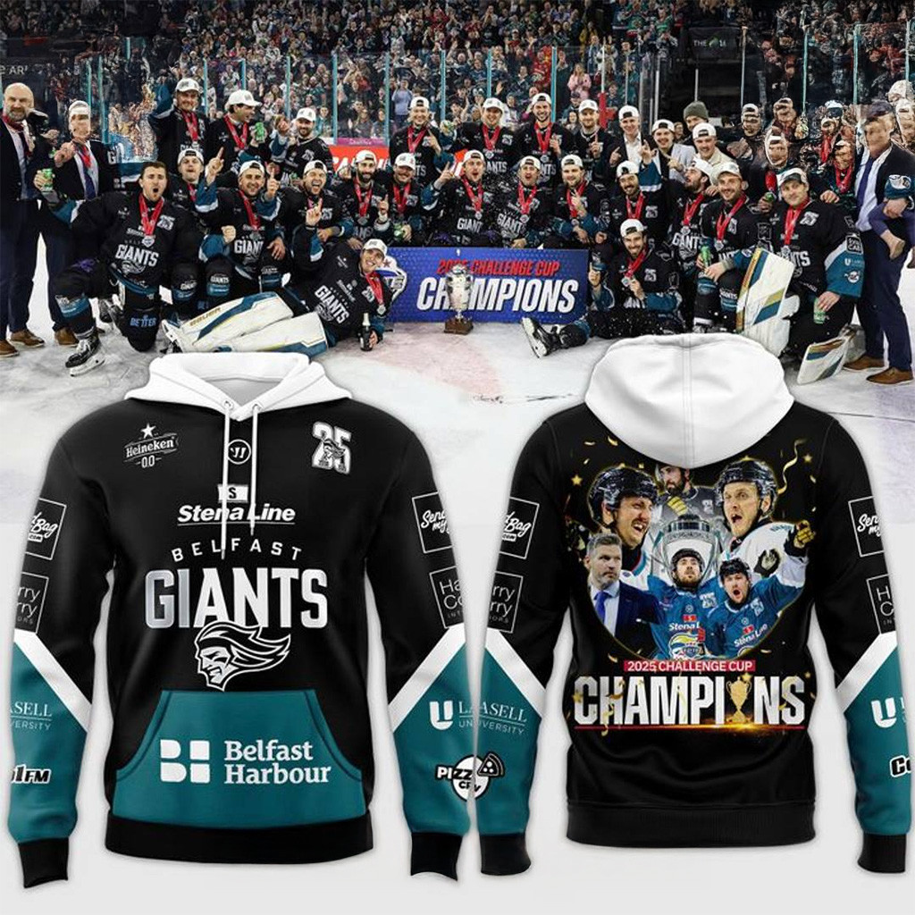 Belfast Giants 2025 Challenge Cup Champions Hoodie Belfast Giants Merch Gifts For Hockey Fan