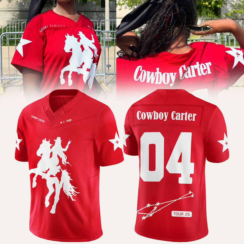 Beyonce Cowboy Carter Tour 2025 Jersey Red Fan Merch Gifts For Mom