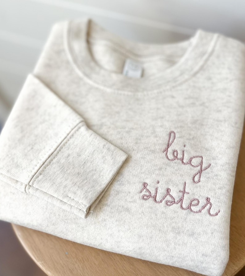 Big Sister Big Brother Crewneck Sweatshirt Embroidery Big Bro Sweater Perfect Gift Ideas