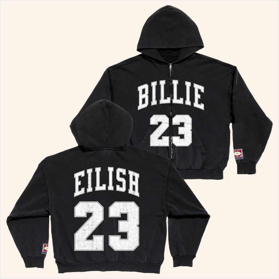 Billie 23 Zip Hoodie Billie Eilish Merch Gift Ideas For Husband Birthday Gifts For Besties