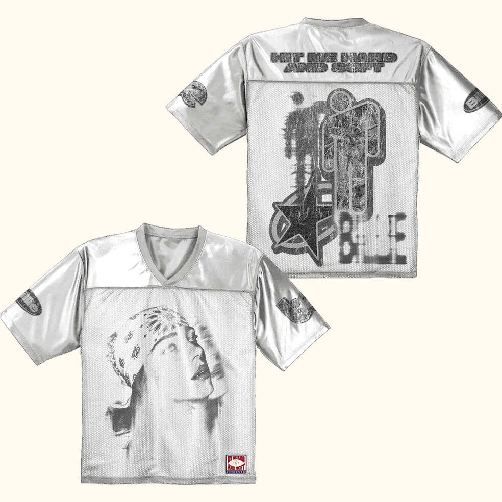 Billie Eilish Merch Billie Bandana White Football Jersey Gift Ideas For Him Gifts For Besties