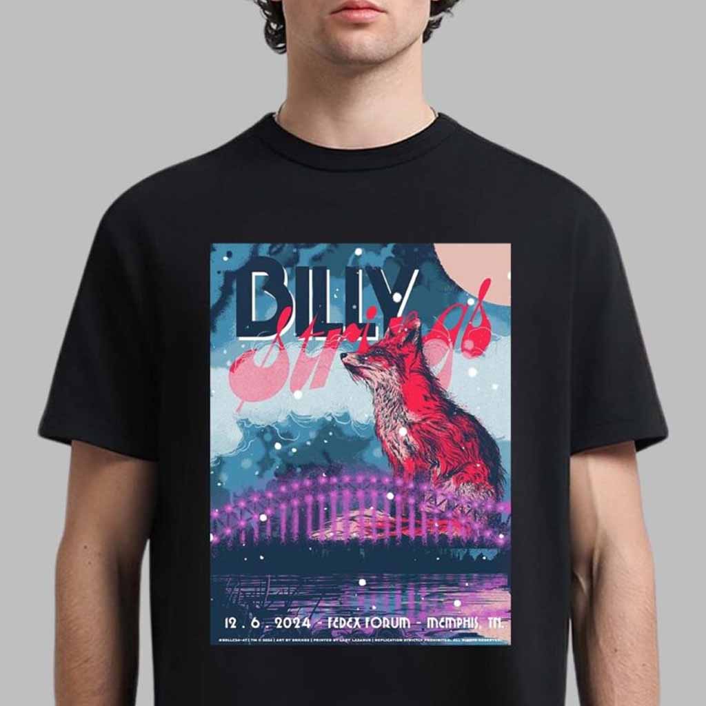 Billy Strings Memphis Tennessee Night 1 Poster At Fedexforum On December 6 2024 Fox Artwork T-Shirt Billy Strings Merch Fans Gift