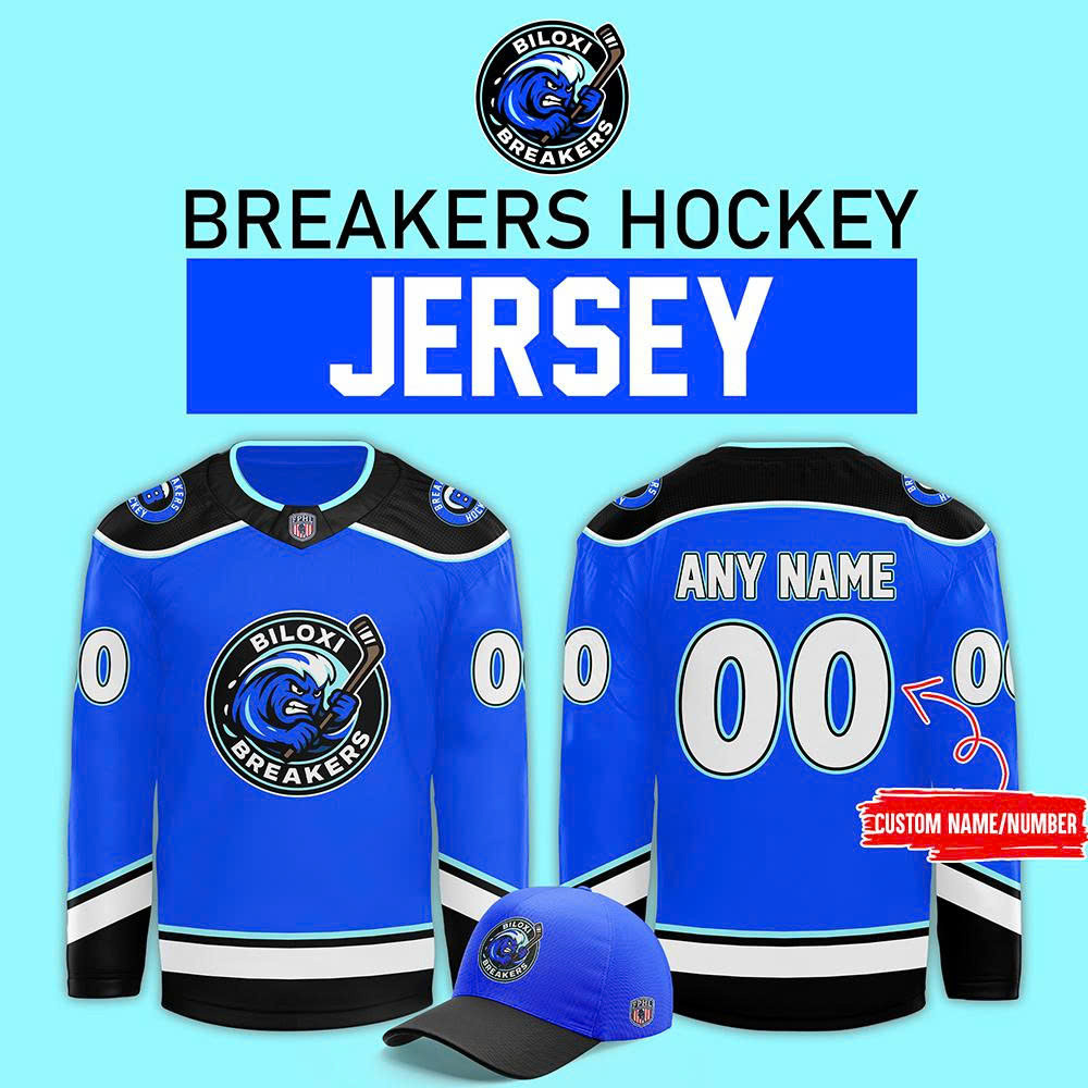 Biloxi Breakers Custom Hockey Jersey Home 2025 Gift for Fans