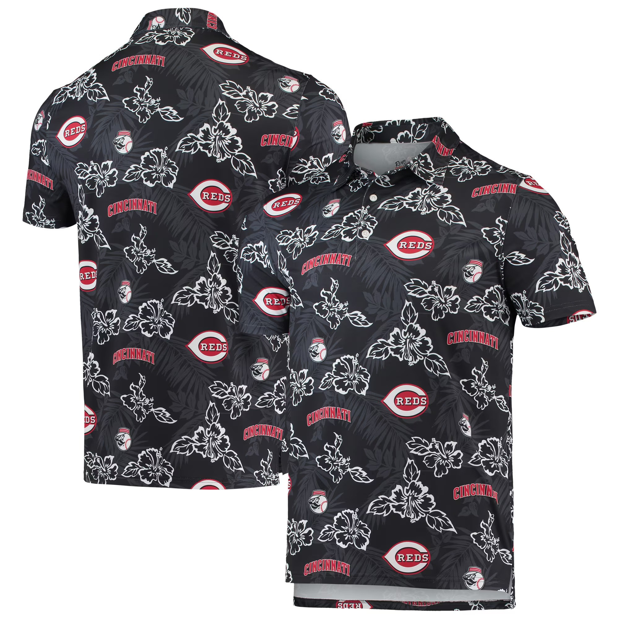 Black Cincinnati Reds Polo Shirt MLB Aloha Shirt Meaningful Father's Day Gifts