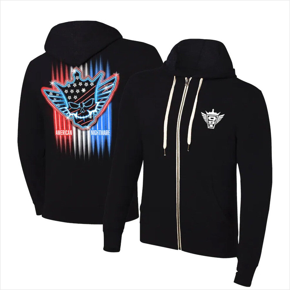 Black Cody Rhodes Neon American Nightmare Zip Hoodie Cody Rhodes Merch Best Gifts For Husband