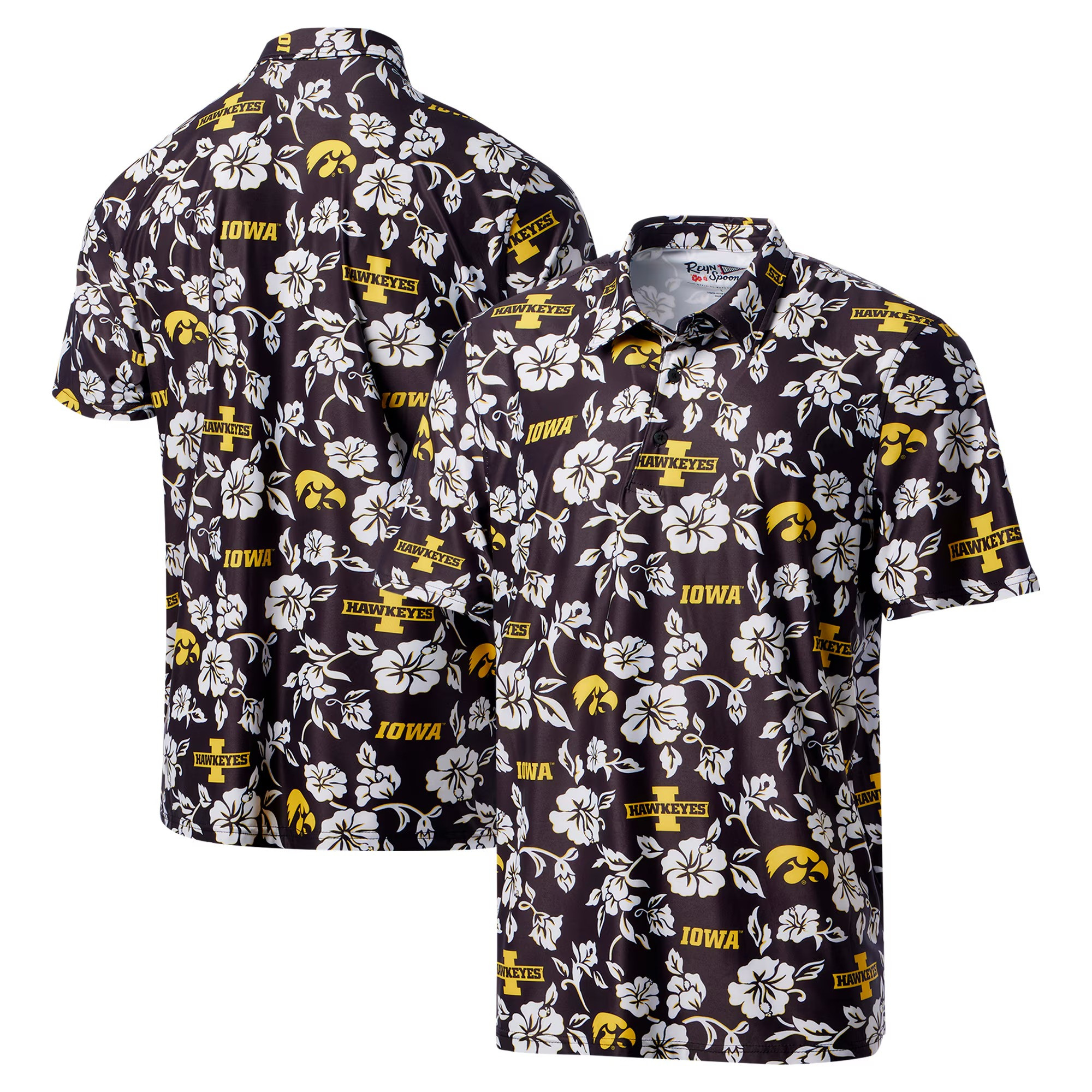 Black Iowa Hawkeyes Polo Shirt NCAA Aloha Shirt Football Lovers Father's Day Gifts For Husband