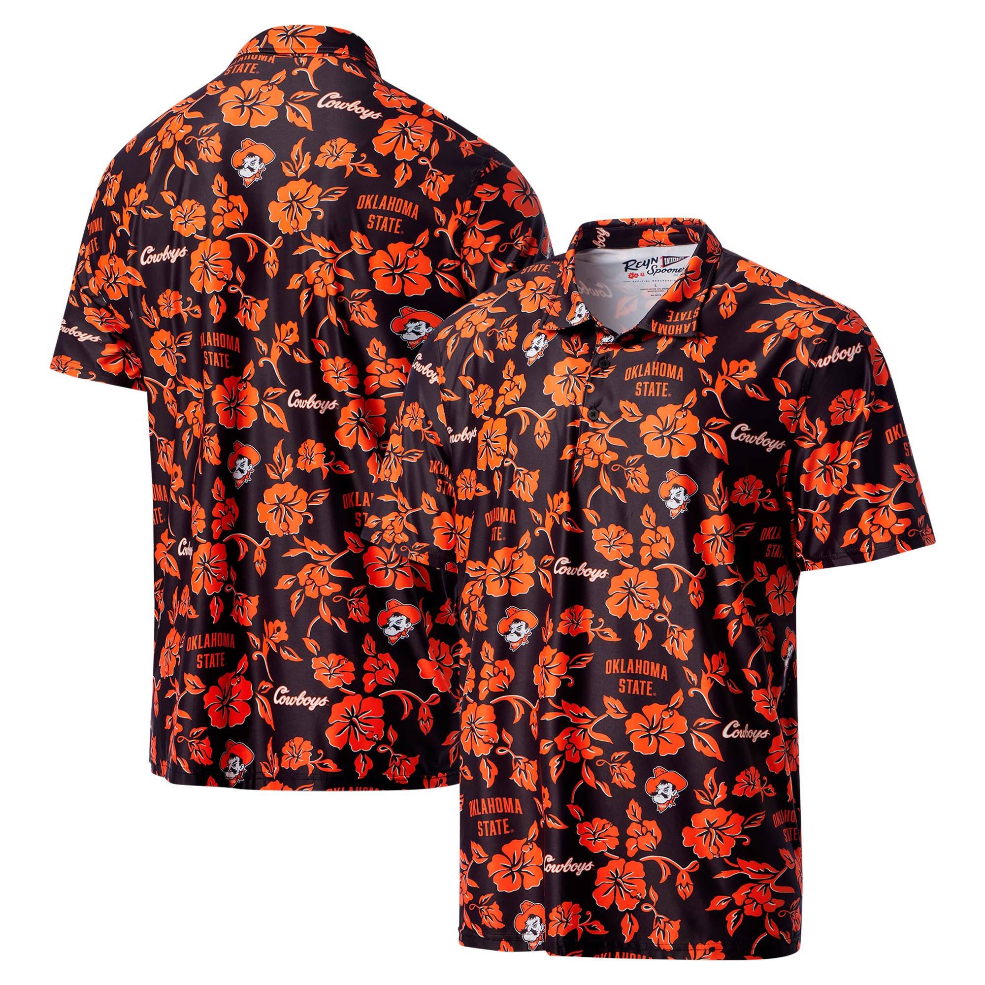 Black Oklahoma State Cowboys Polo Shirt NCAA Aloha Shirt Cool Gifts For Dad For Football Fans