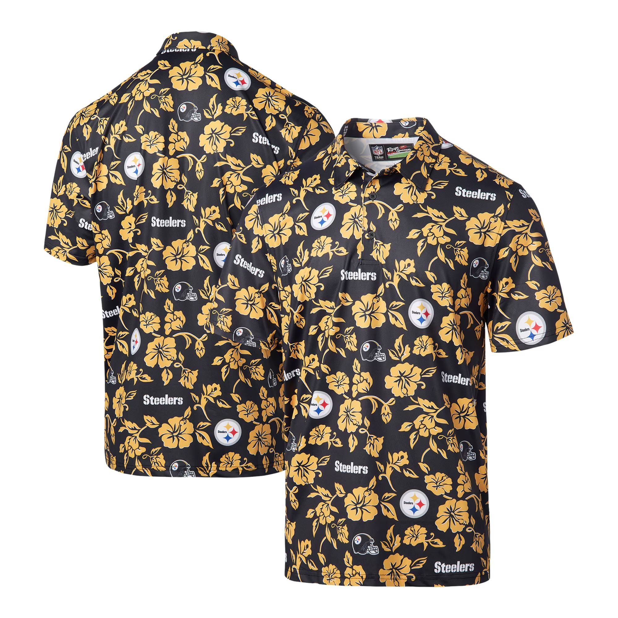 Black Pittsburgh Steelers Polo Shirt NFL Aloha Shirt Father's Day Gifts For Husband