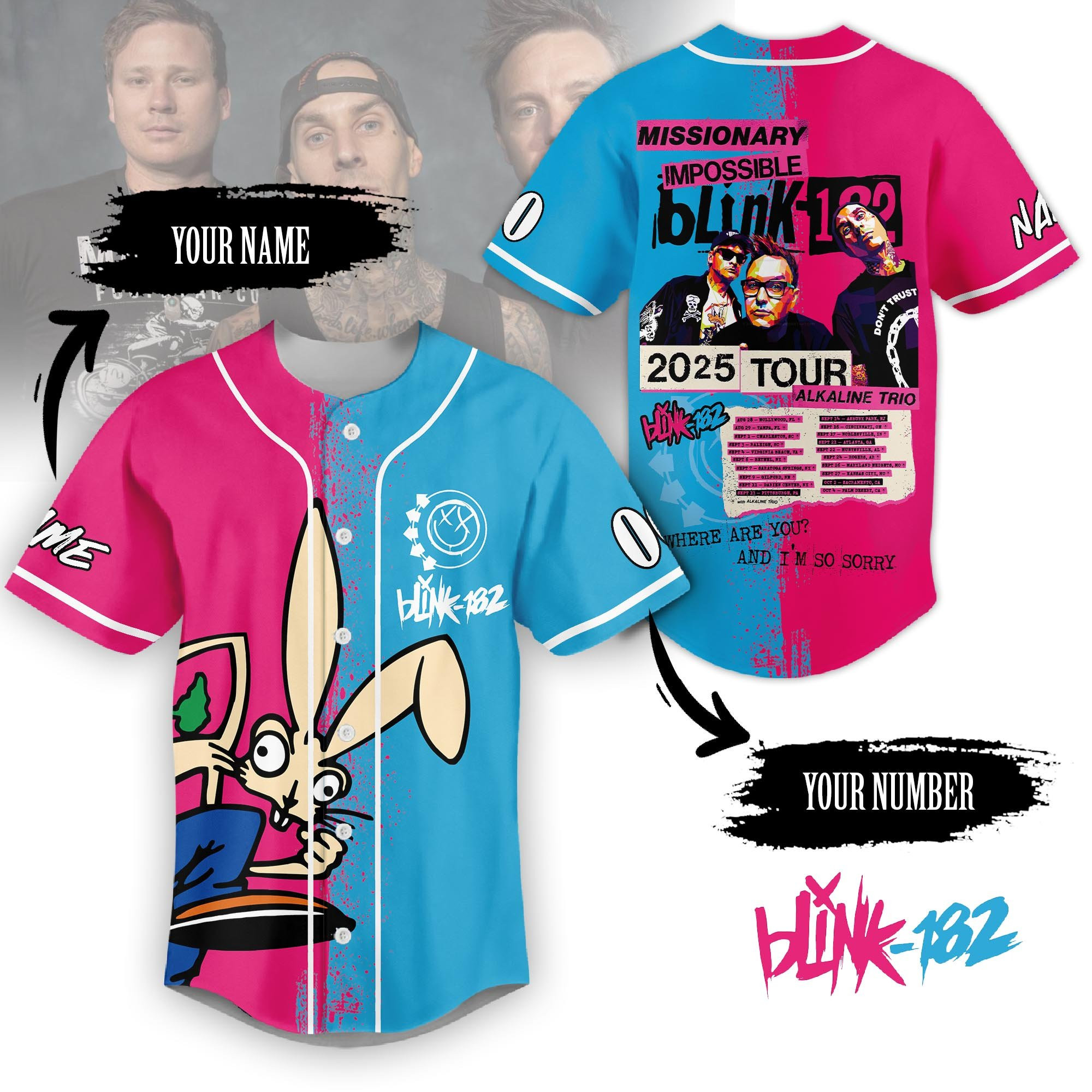 Blink182 Music Personalized Baseball Jersey For Fans