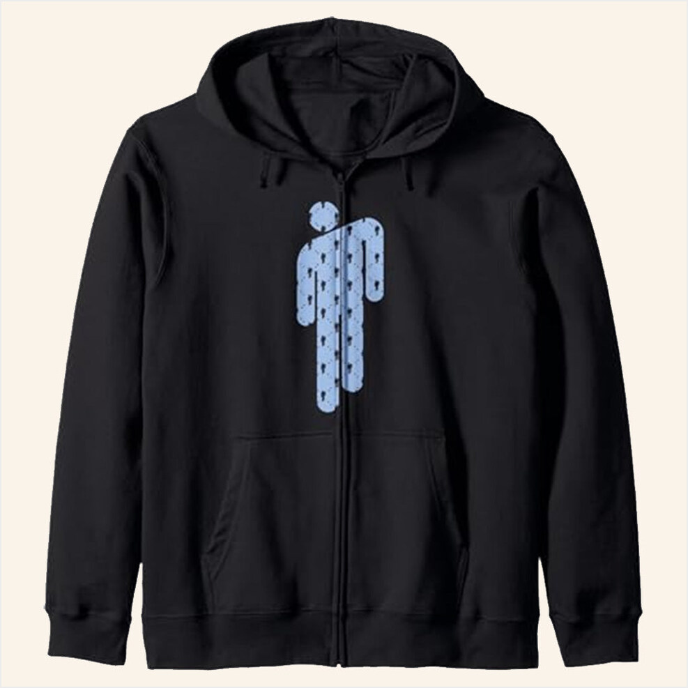 Blue Blohsh Zip Hoodie Billie Eilish Merch Unique Gifts For Music Lovers Gifts For Besties