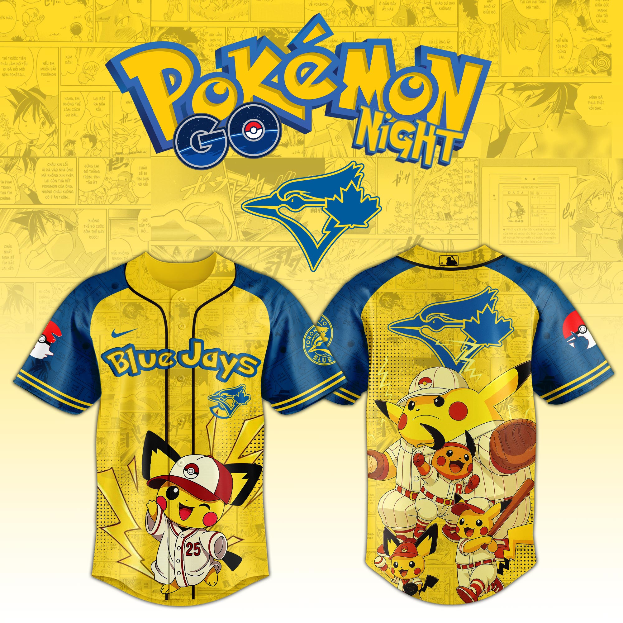 Blue Jays X Pokemon Go Night 2025 Jersey Baseball Player Gift Ideas