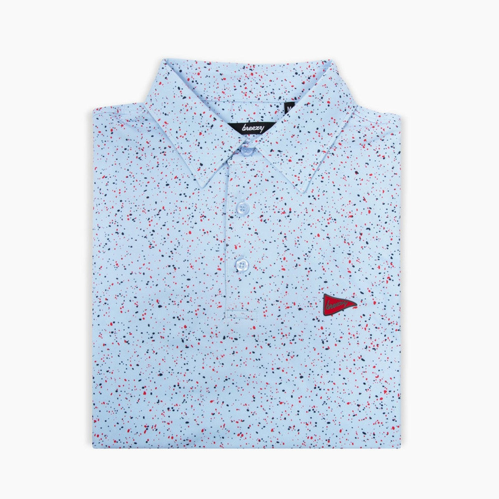 Bob Does Sports Merch The USA Splatter Light Blue Polo Breezy Golf Polo Shirt Gifts For Golf Dad