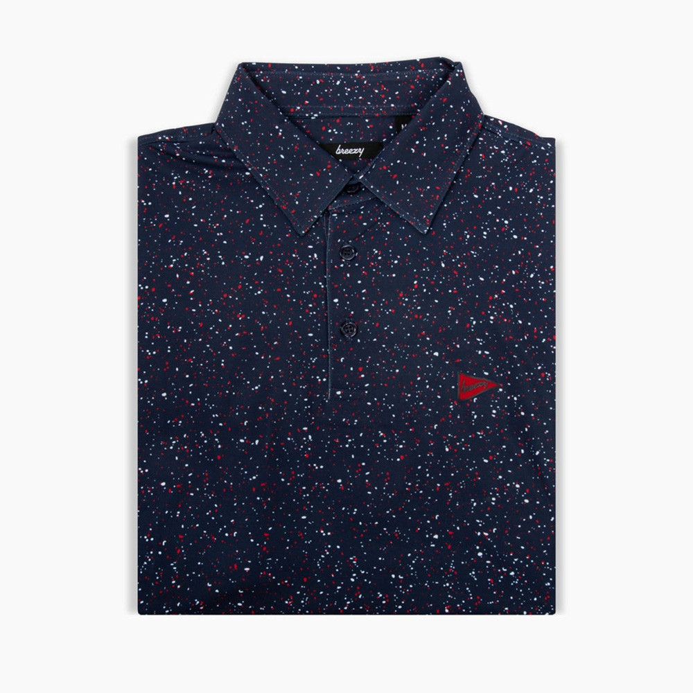 Bob Does Sports Merch The USA Splatter Navy Polo Breezy Golf Polo Shirt Fathers Day Golf