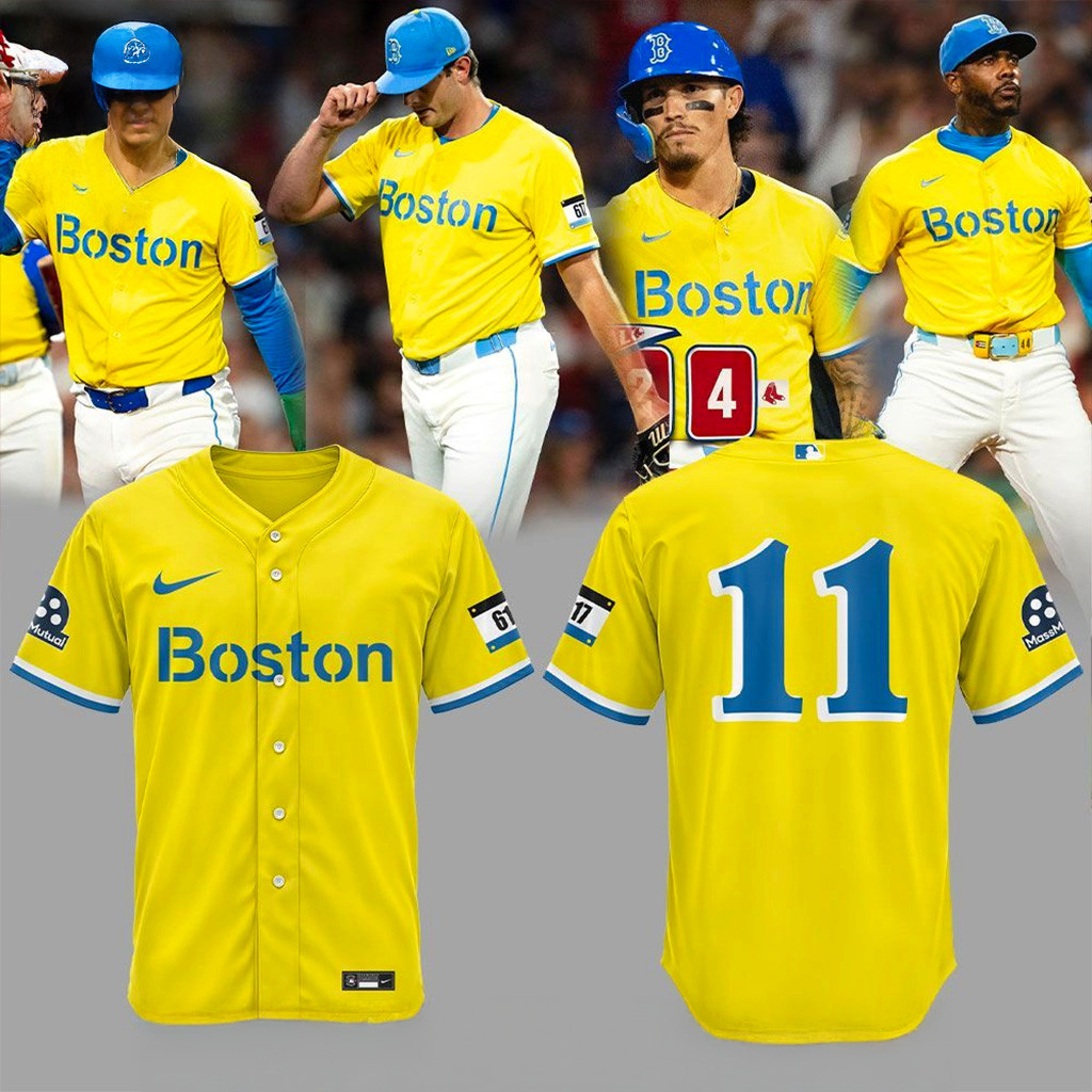 Boston Red Sox Gold Light Blue City Connect Jersey Red Sox Merch Gifts For Baseball Fan