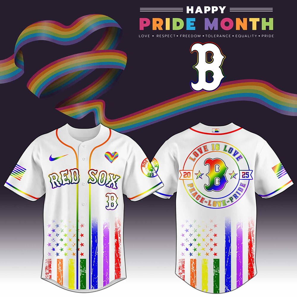 Boston Red Sox MLB x Happy Pride Month 2025 Baseball Jersey Boston Red Sox Merch Dad Gifts