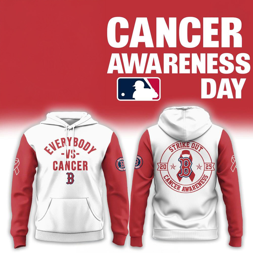 Boston Red Sox Strike Out 2025 Cancer Awareness Hoodie Boston Red Sox Merch Unique Gifts For Dad