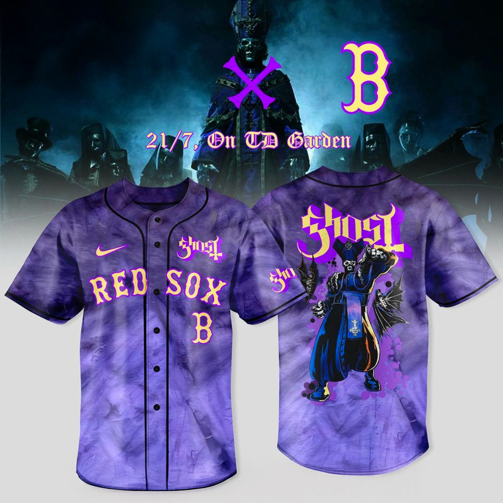 Boston Red Sox X Ghost Band World Tour 2025 Baseball Jersey Boston Red Sox Merch Him Gifts