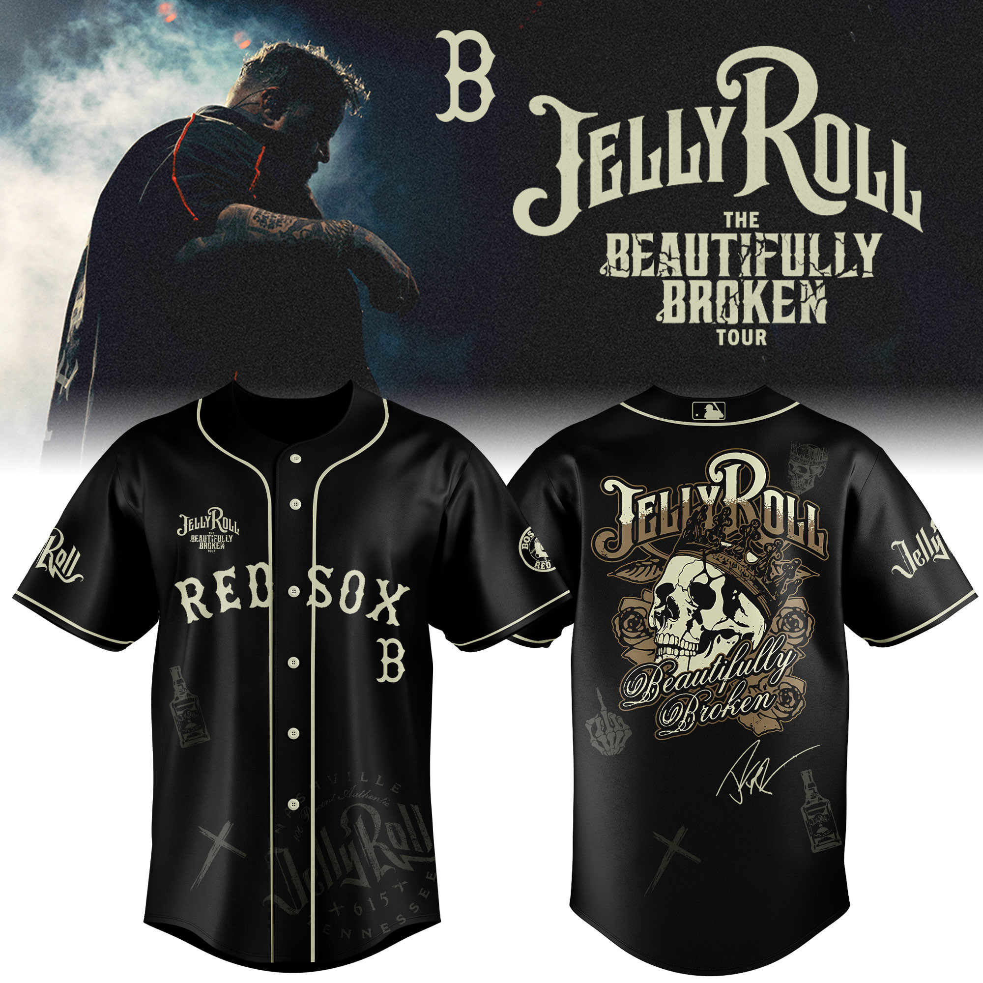 Boston Red Sox X Jelly Roll Baseball Jersey 2025 Gift For Baseball Fans