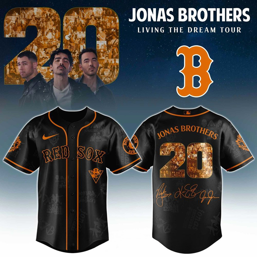 Boston Red Sox X Jonas Brothers Living The Dream Tour 2025 Jersey Red Sox Merch Fans Gifts