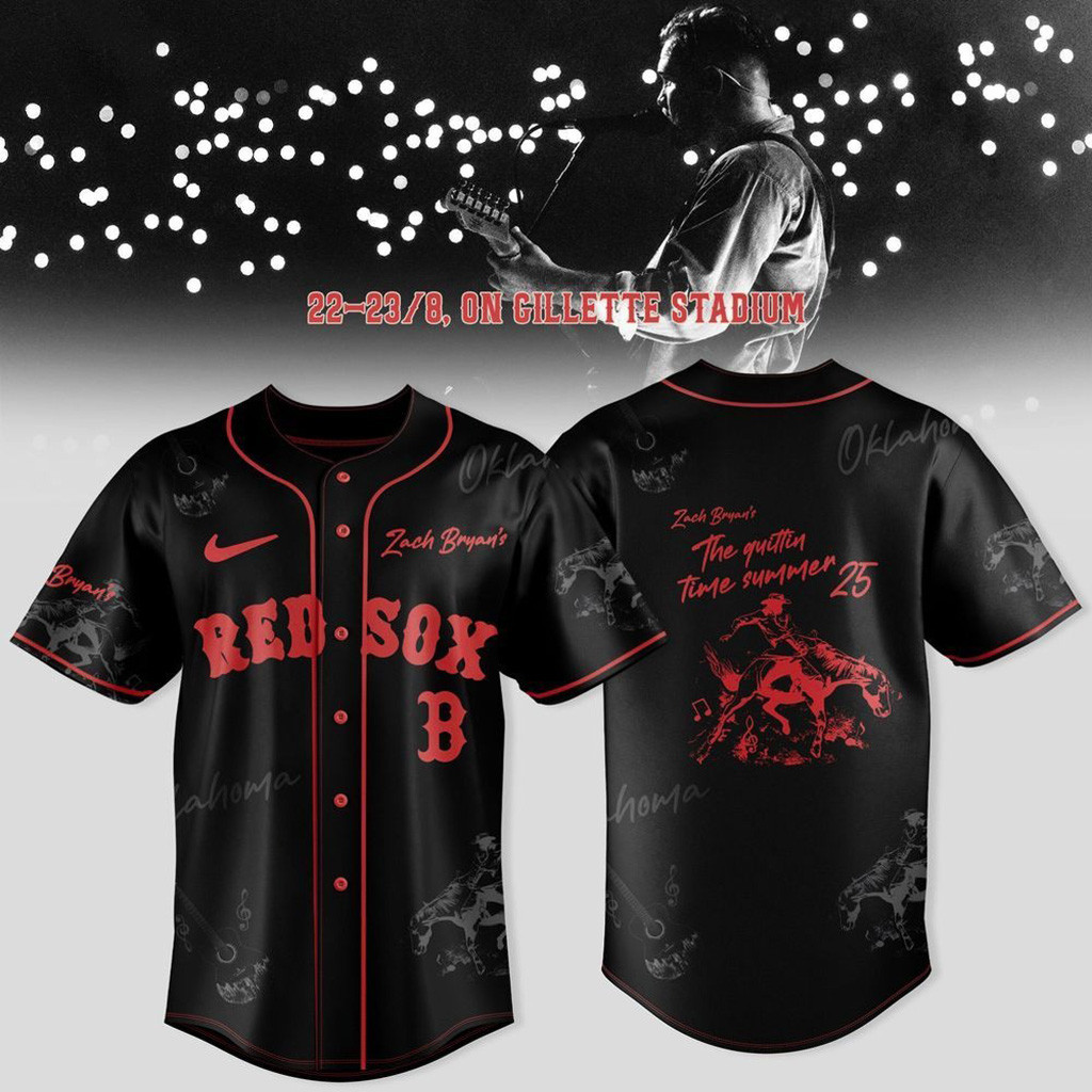 Boston Red Sox x Zach Bryan The Quittin' Time Tour 2025 Baseball Jersey Gifts For Baseball Fans