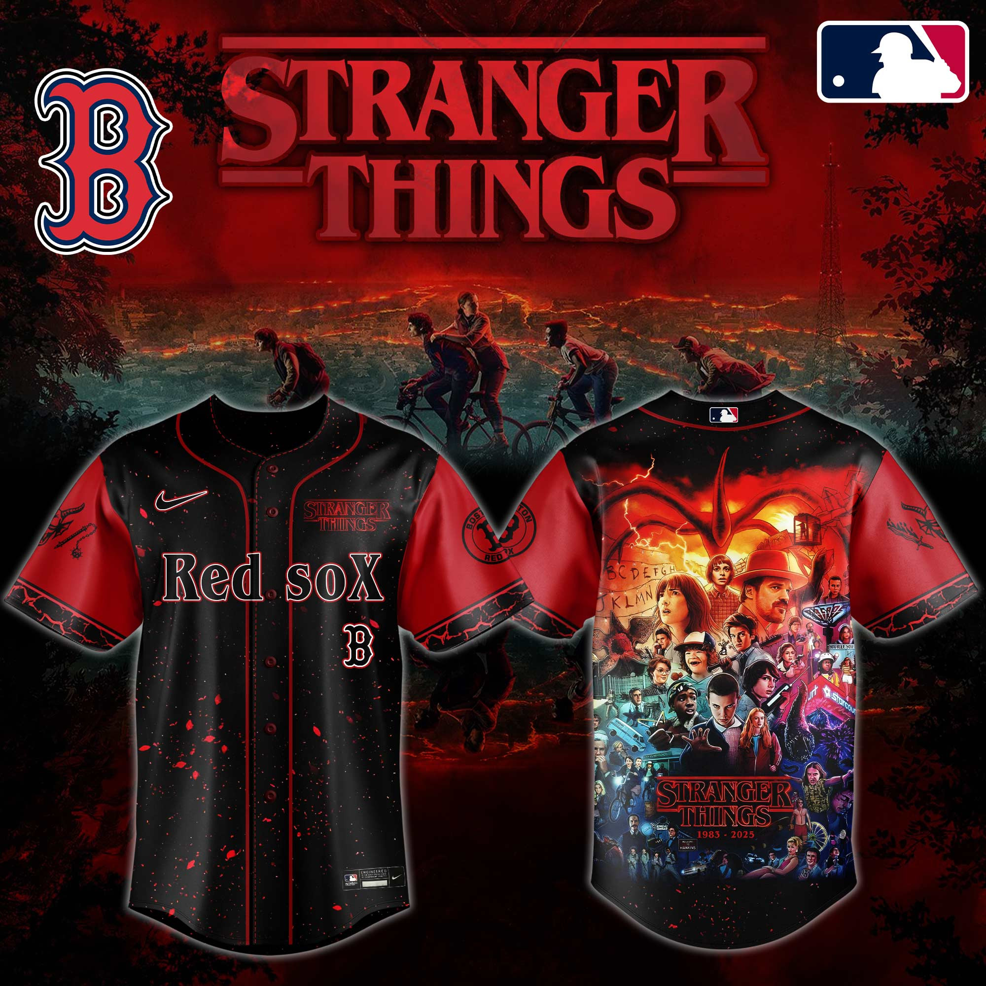 Br Sox X Stranger Things Jersey 2025 Unique Gifts For Baseball Fans