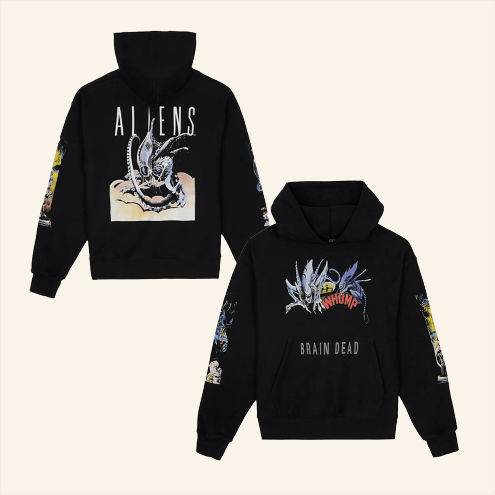 Brain Dead X Aliens Hoodie Brain Dead Merch Black Best Birthday Gifts For Husband BFF Gifts