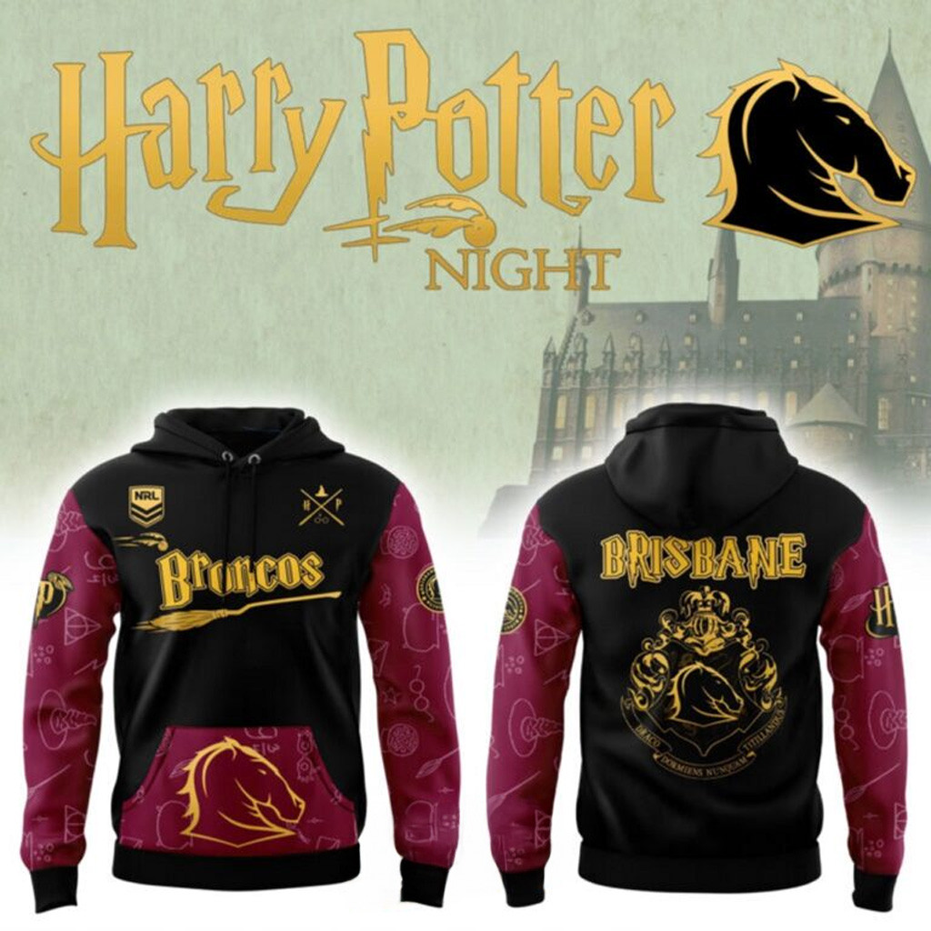 Brisbane Broncos NRL Team Harry Potter Hoodie Brisbane Broncos Merch Gift For Fans