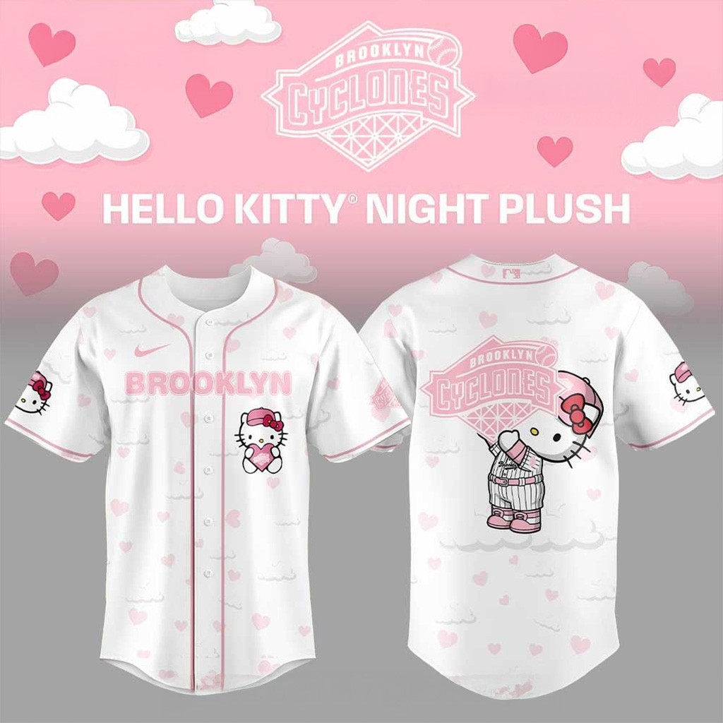 Brooklyn Cyclones Hello Kitty Night 2025 Baseball Jersey Brooklyn Cyclones Merch Wife Gifts