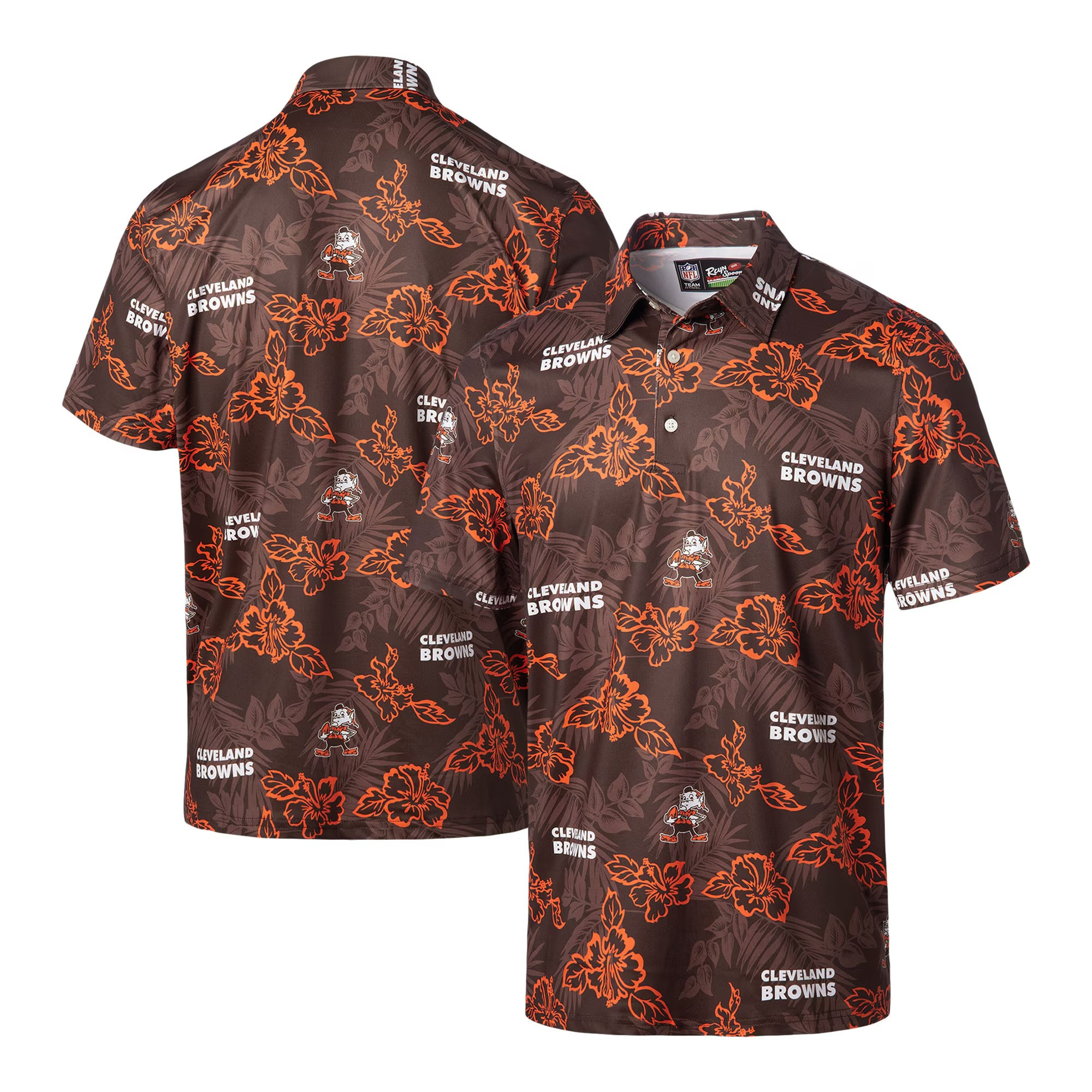 Brown Cleveland Browns Polo Shirt NFL Aloha Shirt Best Father's Day Gifts For First Time Dad