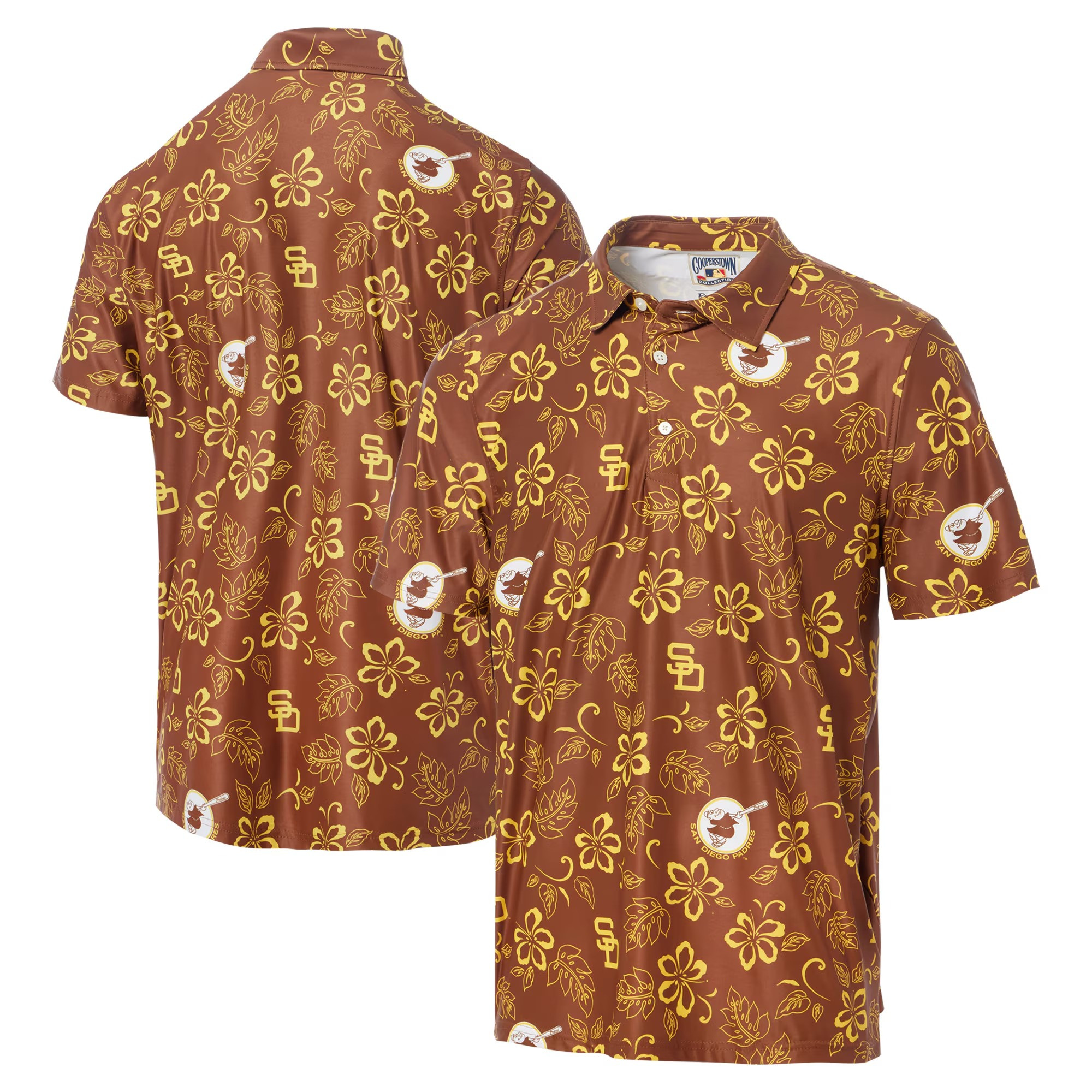 Brown San Diego Padres Polo Shirt MLB Aloha Shirt Gifts For Baseball Fans