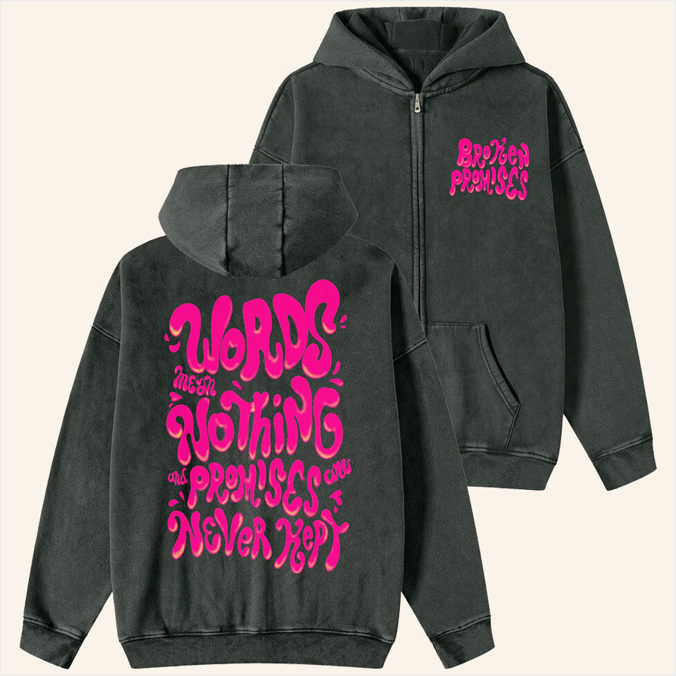 Bubblegum Zip-Up Hoodie Broken Promises Merch Birthday Gifts For Her Gifts For BFF