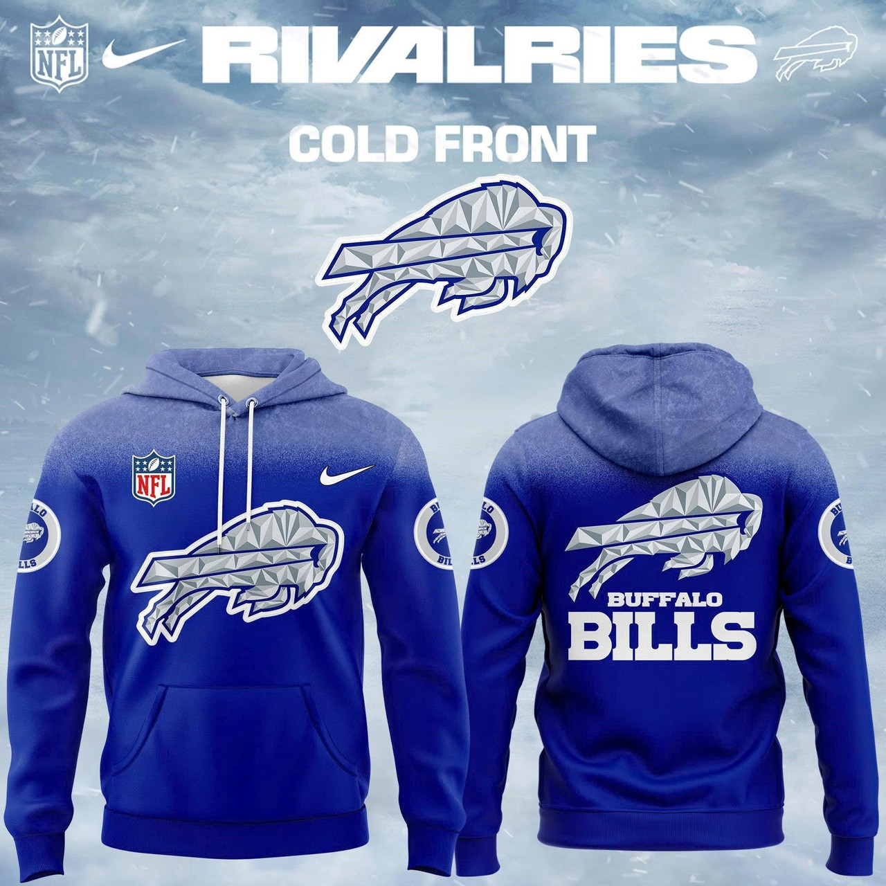 Buffalo Bills 2025 2026 Rivalries Cold Front Hoodie Blue Unique Best Fan Merch Football Gift