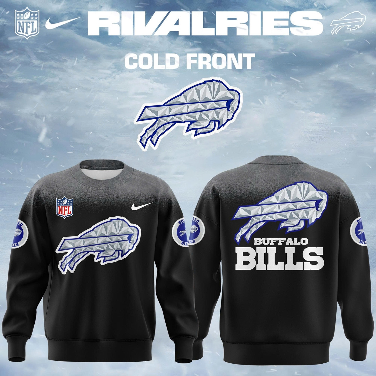 Buffalo Bills 2025 2026 Rivalries Cold Front Sweatshirt Black Best Merch Gift For Football Enthusiasts