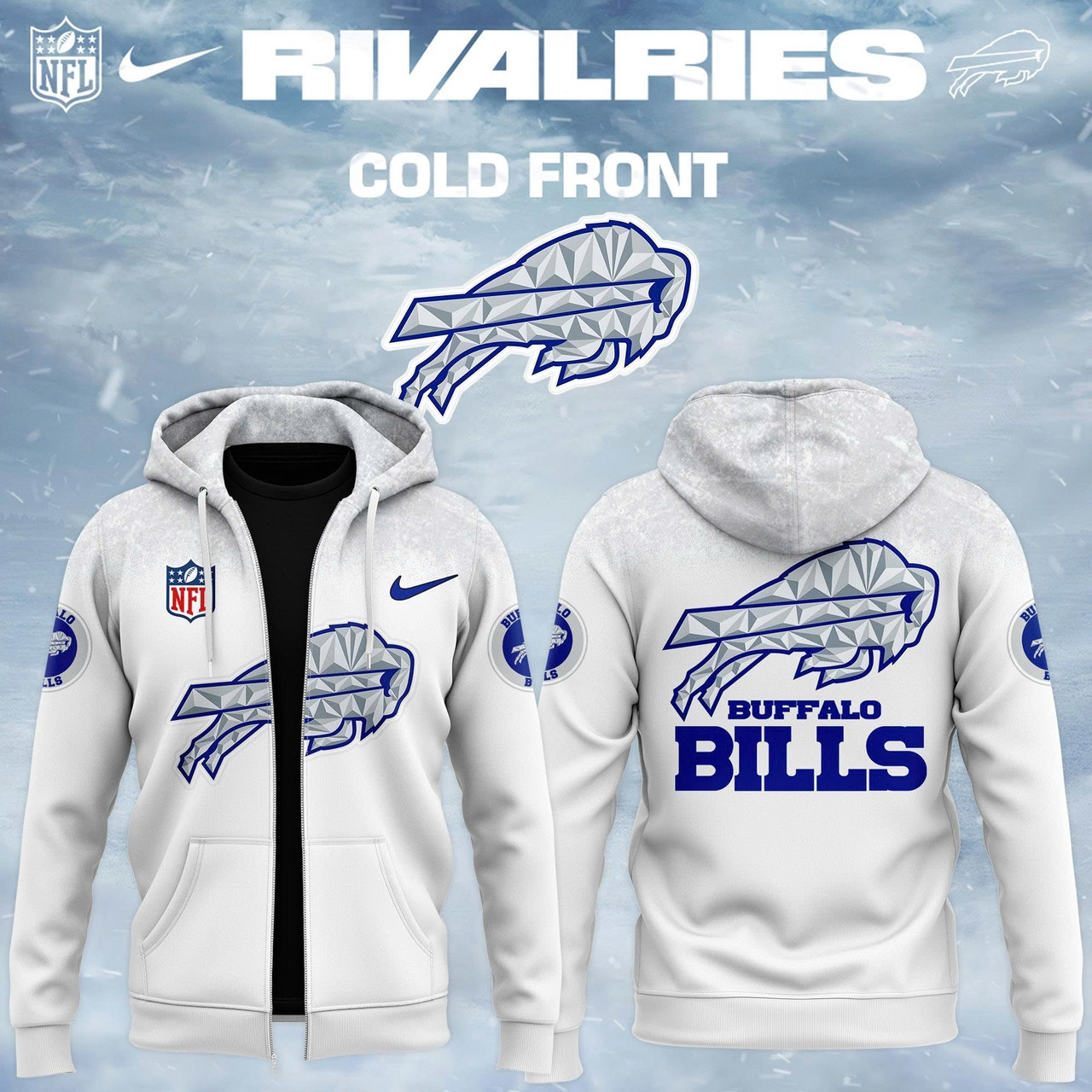 Buffalo Bills 2025 2026 Rivalries Cold Front Zip Hoodie Pattern Merch Gift For Buffalo Bills Lovers