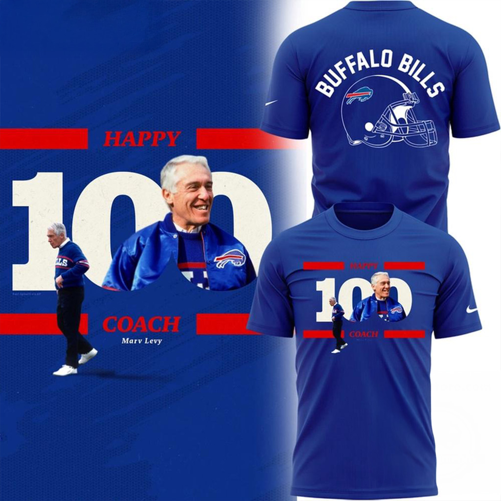 Buffalo Bills Marv Levy Happy One Hundred Coach T-Shirt Buffalo Bills Merch Fans Gifts